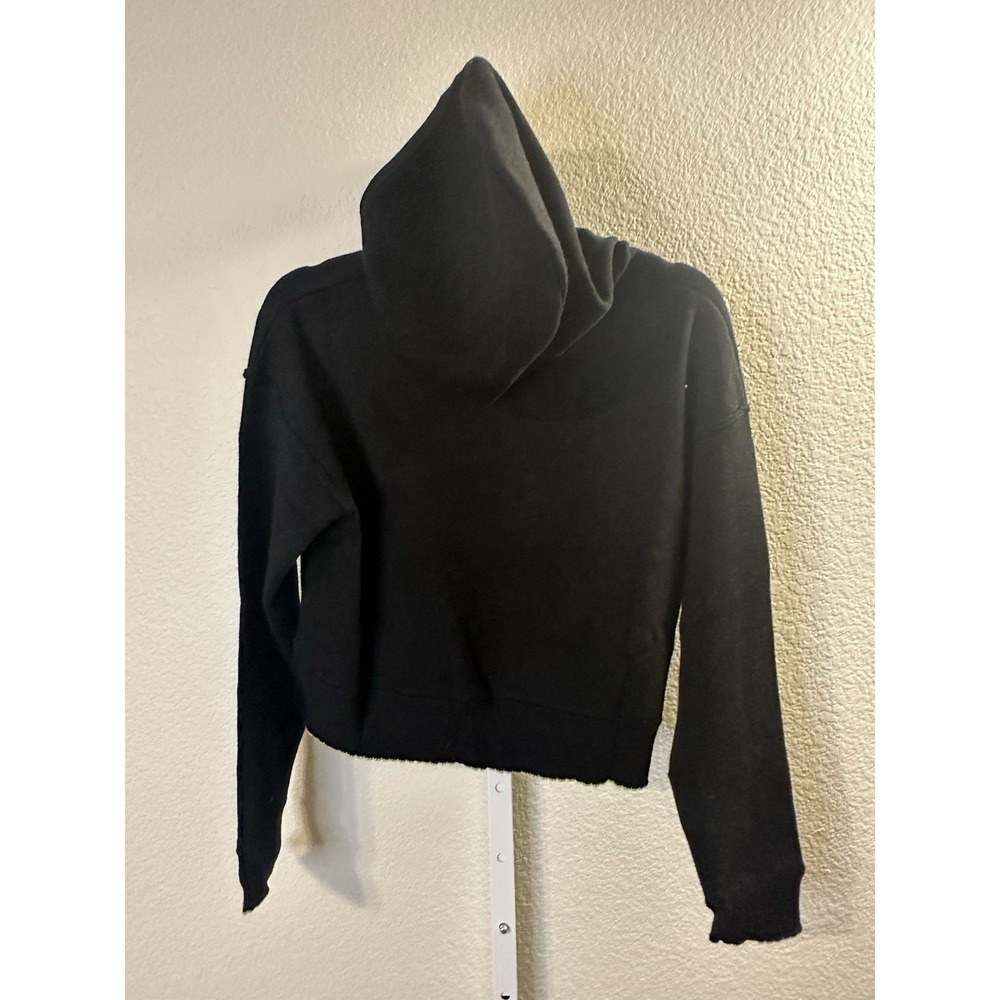 Stitches + Stripes Womens XS Black Cropped Hoodie Sweater Neon Trim NWT - Picture 5 of 7